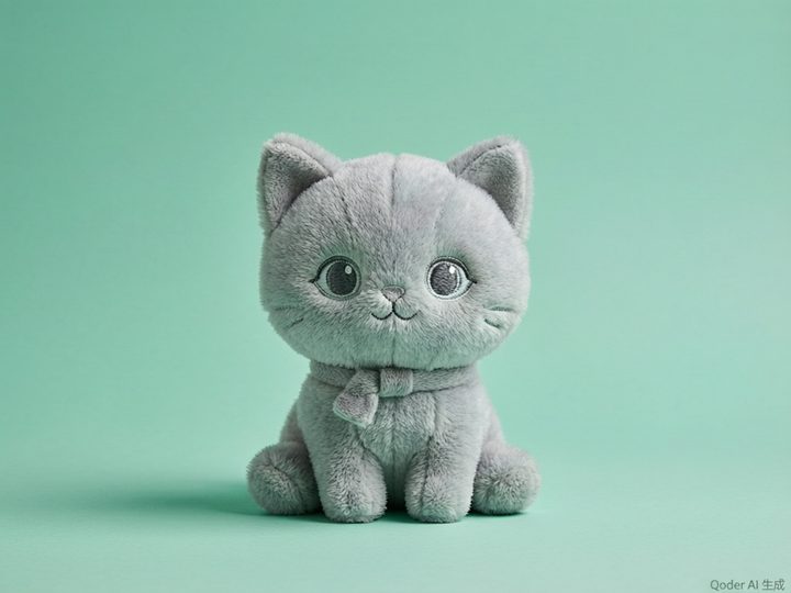 围着围巾的灰色猫咪玩偶